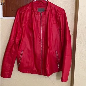 Red pleather moto jacket